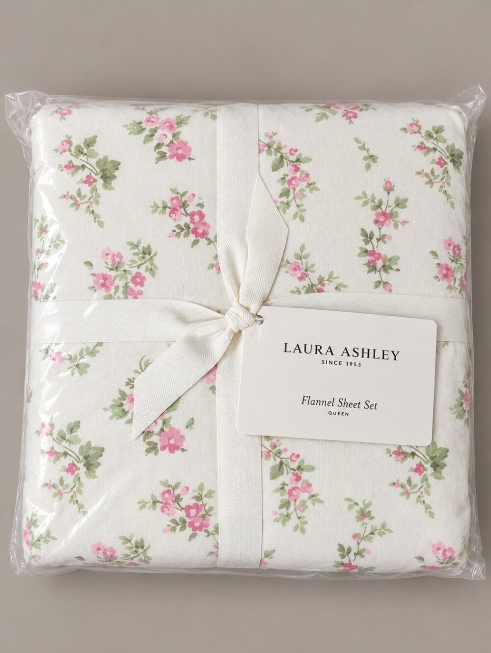 Laura Ashley Audrey Pink Queen Flannel Sheet Set Cotton Floral NIP